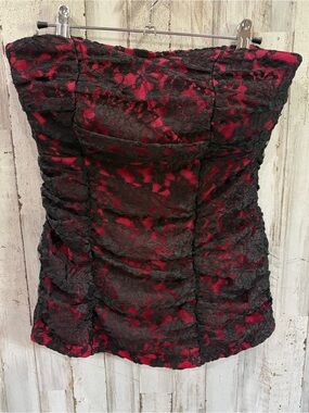 Torrid Lace Corset Bustier Top Red Black Size 0 / Large Strapless Boned Gothic